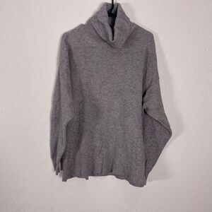 Free People Grey Ribbed Turtleneck Pullover Sweater
